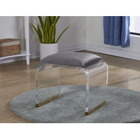 Rivo Velvet Upholstered Acrylic Accent Vanity Stool by Orren Ellis