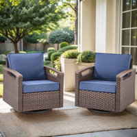 Arundel Outdoor Wicker Swivel Rocking Glider Chairs With Cushions – Patio Rockers For Porch Or Garden (Set Of 2) by Red Barrel Studio
