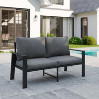 Aluminum Outdoor Loveseat With Single Arm by Hokku Designs