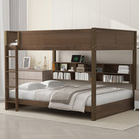 Queen Over Queen Bunk Bed With Storage Cabinets, Bunk Bed With 2 Standard Plug Outlets & 2 USB Ports by Harriet Bee