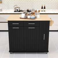 Expandable Mobile Kitchen Island Cart with Adjustable Shelves and Lockable Wheels by Gracie Oaks
