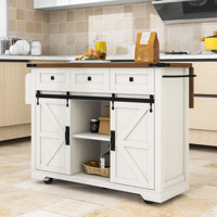Elegant Farmhouse Kitchen Island with Built-in Power Supply and Drop Leaf Tabletop by Gracie Oaks
