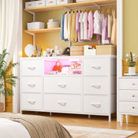 Dresser For Bedroom With Led Lights & Power Outlets, Bedroom Dressers With 8 Drawers, Tv Stand Dresser For Bedroom by Wrought Studio