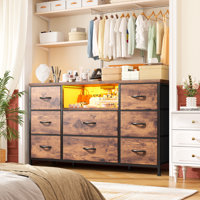 Dresser For Bedroom With Led Lights & Power Outlets, Bedroom Dressers With 8 Drawers, Tv Stand Dresser For Bedroom by Wrought Studio
