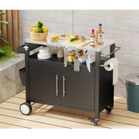 Two Door Outdoor Grill Cart with Patio Furniture Set An Outdoor Grill Table featuring Ample Storage. by Hokku Designs