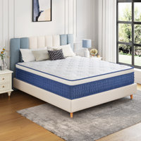 14” Blue Medium Hybrid Mattress in a Box - Breathable Support & Motion Isolation by Alwyn Home