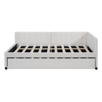 Full Size Upholstered Daybed With Trundle Sofa Bed Frame No Box Spring Needed, Linen Fabric by Latitude Run