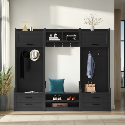 70" Modular Hall Tree System 4-in-1 - Separate Storage Units & Coat Rack with Anti-Tip Kit for Multi-Room Use by Red Barrel Studio