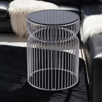 Set Modern Contemporary Metal 30" Round Coffee Table, 21"Height End Table by Hokku Designs