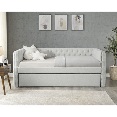 Luxurious 1Pc Modern Daybed Button Tufted Nailhead Trim Bedroom Living Room Furniture by Red Barrel Studio