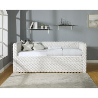 Beautiful 1Pc Modern Daybed Armrest Pull Out Trundle Bedroom Living Room Furniture by Hokku Designs
