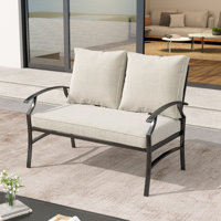 Nickita Metal Outdoor Loveseat with Cushions by Winston Porter