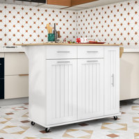 Versatile Rolling Kitchen Island with Drop Leaf and Internal Storage Racks by Winston Porter