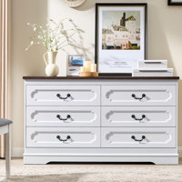 Farmhouse 55" W 6 Drawer Double  Dresser for Bedroom, Rustic Tall Chest of Drawers for Bedroom by Winston Porter