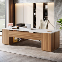 85.8" L-Shaped Executive Desk with File Drawers by Latitude Run