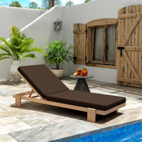 Alfred Outdoor Acacia Wood Chaise Lounge Chair With Adjustable Backrest And Cushion by Latitude Run