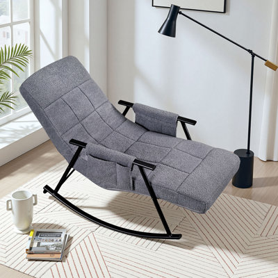 Nursery Rocking Chair With Foot Rest, Teddy Upholstered Glider Rocker, Accent Chair With High Backrest, Armchair Side Chair For Living Room Bedroom Of by George Oliver