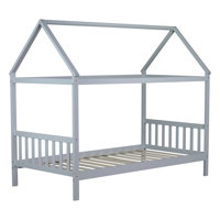 Twin House Bed With Headboard And Footboard, Twin Rubber Wood Bed With House Frame by Harper Orchard