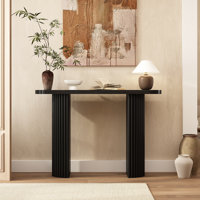 Gennari Fluted Solid Wood Console Table with Oval Tabletop by Millwood Pines