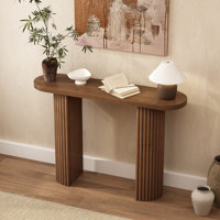 Gennari Fluted Solid Wood Console Table with Oval Tabletop by Millwood Pines