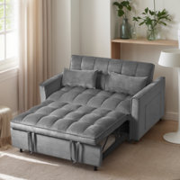 1pc Modern Pull-out Sofa Bed, Adjustable Backrest, Double Bed Sofa, Suitable For Living Room Apartments by Everly Quinn