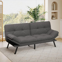 71" Convertible Futon Sofa,Memory Foam Futon Couch Bed,Linen Sleeper Sofa Bed,Small Splitback Modern Loveseat For Living Room,Office,Apartment by George Oliver