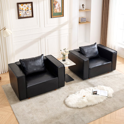 50” W Leather Accent Armchair(Set Of 2) by Latitude Run