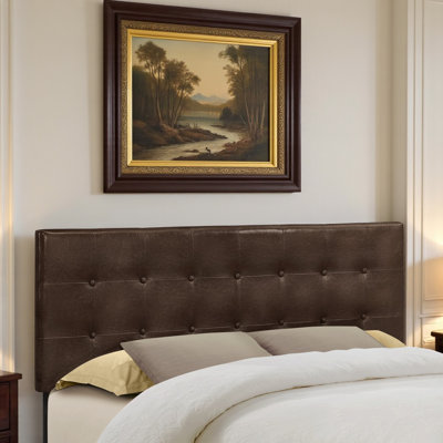 Coranado Queen Size Upholstered Headboard Only, Brown Leather Look, Transitional by Red Barrel Studio