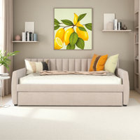 Elegant Full Size Upholstered Daybed With Trundle And Wood Slat Support - Space-Saving Design For Versatile Guest Accommodations