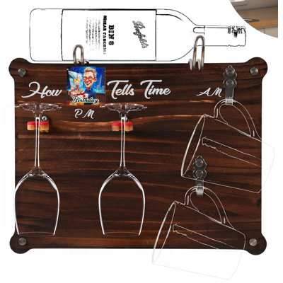 Wall Mounted Wine Rack, Wooden Wine Bottle & Glass Holder - a Warm Gift, Expressing Love, Birthday Gift