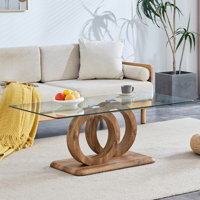 Modern Style Glass Top MDF Coffee Table With Base, Suitable For Living Rooms And Lounge Areas, With Product Dimensions Of 47.2*25.6*17.8Inches. by Ivy Bronx