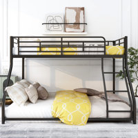 Metal Floor Bunk Bed, Twin XL over Queen, Black by Isabelle & Max