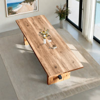 Rectangular solid wood dining table original wood by Millwood Pines