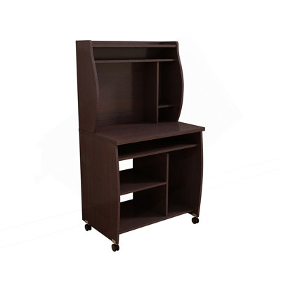 Microwave Cart Computer Cart Utility Cart With Hutch Shelves Spice Rack Mobile On Locking Castors by Ebern Designs