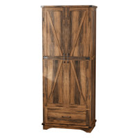 71" Farmhouse Storage Cabinet with 2 Adjustable Shelves & Barn Doors - Rustic Organizer for Kitchen, Bathroom, Laundry Room by Gracie Oaks