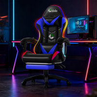 RGB LED Lights Gaming Chair with Footrest and Lumbar Massager for Adults and Kids by Inbox Zero