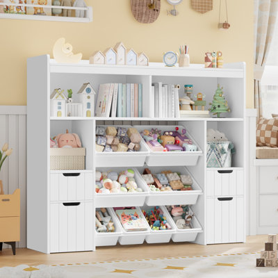 55.1"W Toy Storage Organizer With 4 Drawers & 8 Bins