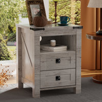 Farmhouse End Table With 2 USB Ports, 2 Power Outlets by Gracie Oaks