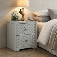 Keywest 2 Drawer Wood Nightstand, Bedside Table with Storage Drawers, Compact Night Stand for Bedroom, End Table or Side Table for Living Room, 15.7" by Winston Porter