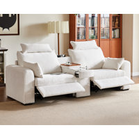 2-seater Chenille Loveseat Power Recliner Sofa With Headrest Oversized Cloud Modular Sectional Reclining Couch With Table, Storage Drawer by Latitude Run