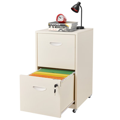 2 Drawer Mobile File Cabinet with Lock, Metal Filing Cabinets with Wheels, Vertical Rolling File Cabinet Fit Hanging Files, Letter and A4 Documents by Latitude Run