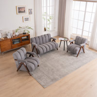 Calen 3-Piece Modern Upholstered Tufted Boucle Living Room Set by George Oliver