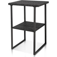 Bar Table Counter Height Patio High Top Dining Table Bistro Pub Table With Storage Shelf For Deck Poolside Balcony Garden by Hokku Designs