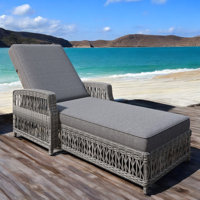 Outdoor Wicker Chaise Lounge With Cushions