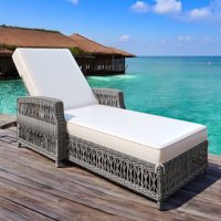 Outdoor Wicker Chaise Lounge With Cushions by Bay Isle Home