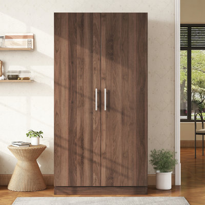 2-Door Wooden Wardrobe Armoire with 3 Storage Shelves by Latitude Run