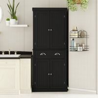 71" Kitchen Pantry Storage Chest Cabinet , With 4 Doors, Drawer, 2 Adjustable Shelves, Freestanding Cupboard For Dining Room Living Room, Laundry by Lark Manor