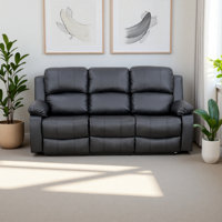 Semi-pu/pvc 3-seater Sofa – Smart Reclining Living Room Sofa With Adjustable Backrest, Breathable Leather & Solid Wood Frame – Mildew-proof, Scratch-r by Latitude Run