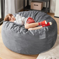 Bean Bag Chair, Beanbag Chairs For Adults/Teens With Cover, Round Fluffy Sofa For Living Room Dorm by Trule