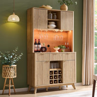 72"H Bar Cabinet with LED Lights, Wine Rack, and Cabinets by Ivy Bronx